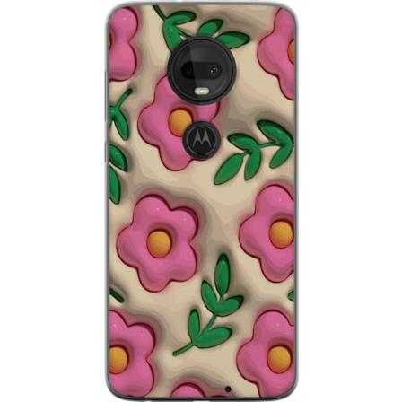 Motorola Moto G7 Genomskinligt Skal Bubbliga Blommor