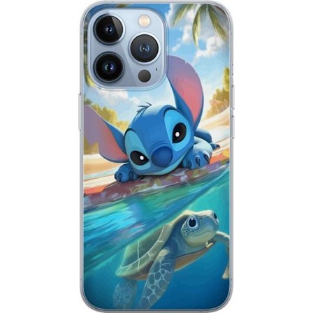Yhteensopiva Puhelinkuori Apple iPhone 13 Pro Stitch kilpikonnalla - söpö sininen avaruusolento trooppisessa rantaympäristössä Disneyn tapaan