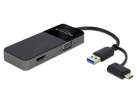 Delock Adapter USB 3.0 to 4K HDMI + VGA - adapterkabel - HDMI / VGA / USB - 12 cm