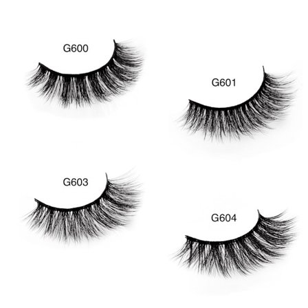 5 par falske øyevipper - 3D faux mink - Svart