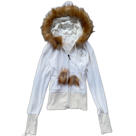 vintage y2k rhinestone zip up fur hoodie