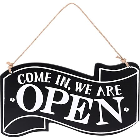 Avoin suljettu puinen kyltti 13,5x25cm Koristeellinen puinen kyltti Woo