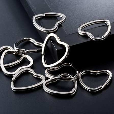 Hjärtformad delad ring - Set om 20, karbinhake nyckelring