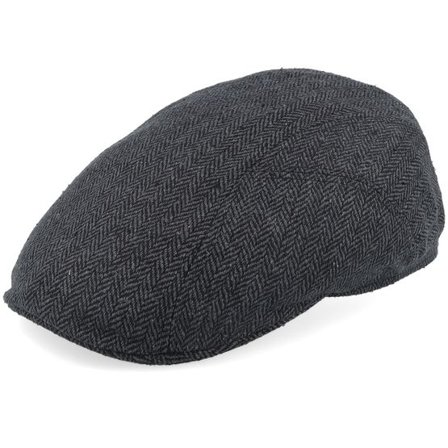 Stetson - Grå flatcap Keps - Driver Silk Dark Grey Heringbone Flat Cap @ Hatstore