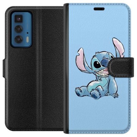 Kompatibelt Lommeboketui til Motorola Edge 20 Pro Håndtegnet illustrasjon av sittende Stitch mot lysblå ensfarget bakgrunn