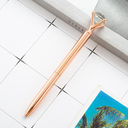 5-pack Stora Kristalldiamantpennor Bling Metallkulapenna Kontor och Skola, Silver/Vit Rosprickig/Roséguld