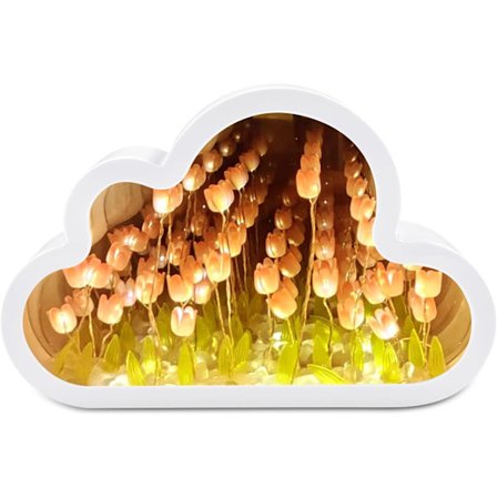 1 stk rosa LED skylampe tulipanlampe, skyer tulipaner nattlys med