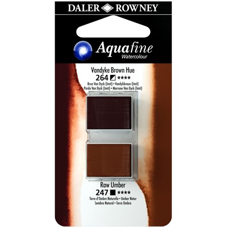 Aquafine Akvarellfärg ½ - kopp Duo Vandyke Brown Hue/Raw Umber