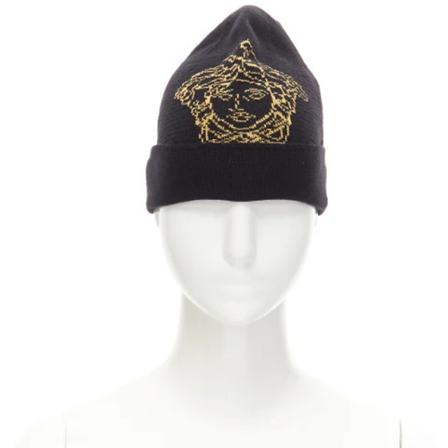 Versace Pre-owned, Pre-owned Wool hats Zwart, Dames, Maat:ONE Size,wol