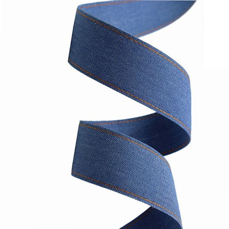 Denimband med gul mittlinje - 4 cm bred