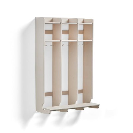 Zestaw do szatni EBBA, montowany do ściany, 3 sekcje, biały