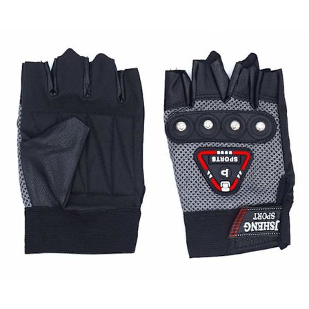 FINGERLESS HANDSKE SPORTS MED RUNDTE NITER - GRÅNET