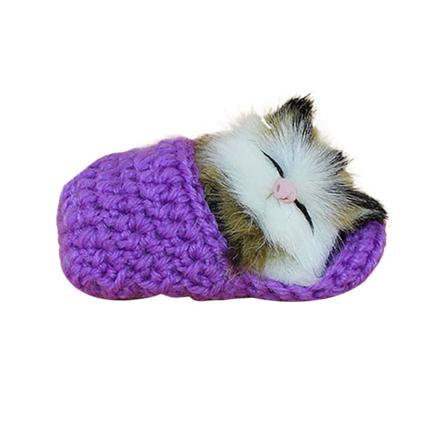 Barngåva Realistisk sovplysch katt lurvig katt med ljud Kreativa djur inredningspresenter Purple none