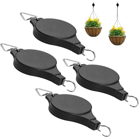 4 Pakke Svart Inntrekkbar Plantetrinse Blomsterkurv Hengepotter Justerbar