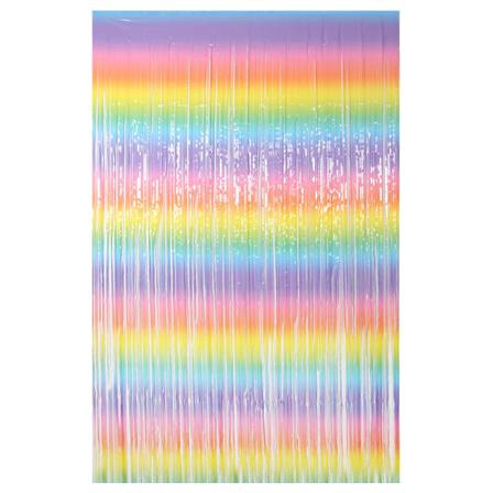 2 stk (Regnbuen) Metallisk Frynsgardiner Flerfarget Tinsel Paljett Gardiner for Veggfotografering Bryllupsbursdagsfest