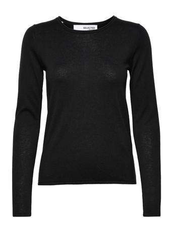 Slflydia Ls Knit O-Neck Villapaita Musta Selected Femme