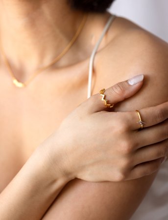 Syster P Strict Plain Zigzag Ring Gold - Gold - 16.5 mm