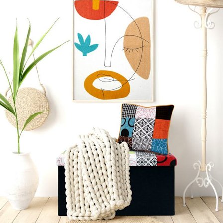 Pude - Home Deco Factory - Aftageligt Patchwork - Multifarvet - 40 X 40 Cm