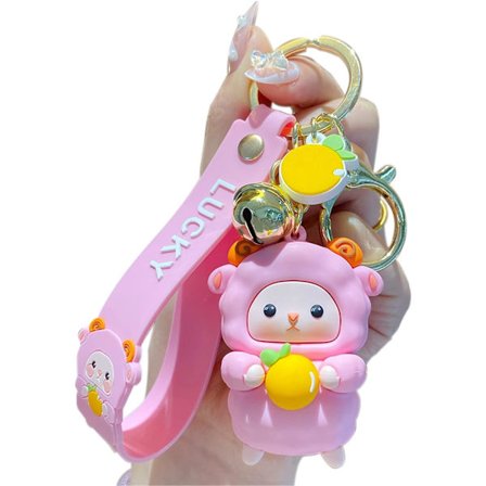 Sød nøglering julegave - Nytår Kawaii lam nøgleringe dreng pige taske rygsæk charms kvinder mænd bil nøglering