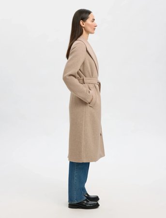 Selected Slfrosa Wool Blend Coat Noos - Beige - 36
