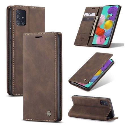 CaseMe Samsung Galaxy A51 Vintage kotelot - Kahvi