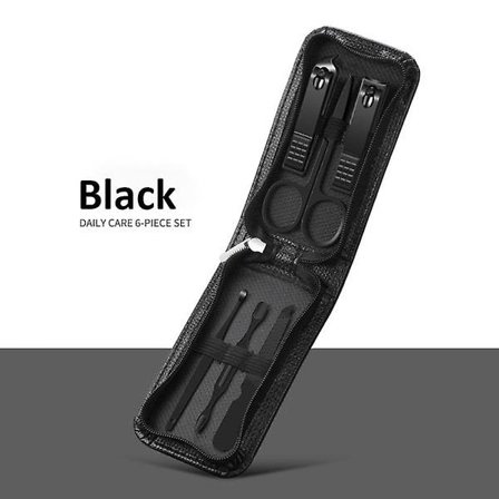 6 stk bærbare luksus manikyrsett Pedikyrsett Lyse svarte negleklippersett Personlig pleieverktøy