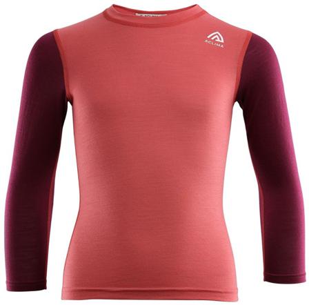 Aclima - LightWool Crewneck Children lasten merinokerrastopaita - lohenpunainen/Viininpunainen
