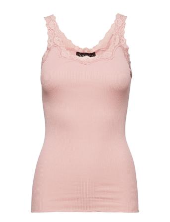 Silk Top W/ Lace T-shirts & Tops Sleeveless Rosa Rosemunde*Betinget Tilbud