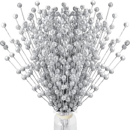 Sølvbær Kunstige Julegreiner For Juletrpynt Glitter Julepinner Pinner DIY Håndverk