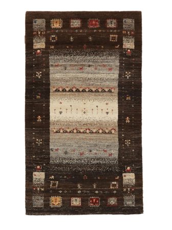 Hand Knotted Gabbeh Loribaft Rug 92X160 Wool Black/Brown Small
