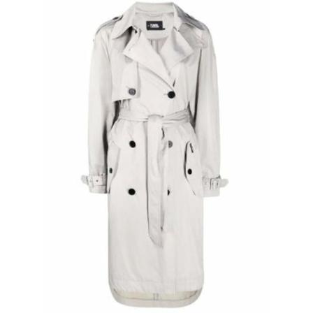 Karl Lagerfeld - Trenchcoats - Grå - Dam - Storlek: M, Dam, Storlek: M