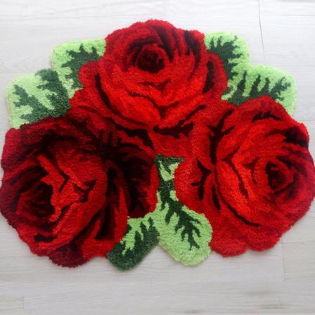 Badematte Sklisikkert Absorberende Dusj Baderomsteppe Teppe Enkelt Floral Red 80CM*60CM