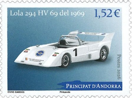 Fransk Andorra - Racerbil: Lola T294 - Postfrisk frimærke