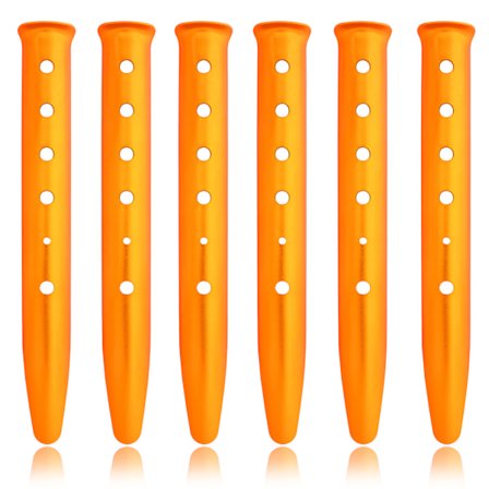 Tältpinnar i aluminiumlegering U-formade sandspikar 31 cm 6 st Fästpinnar för snöstrandcamping Vandring (Orange - U-formad - 31 cm)
