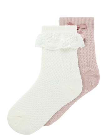 name it Nmfwakma Wo/Bl Structure 2P Sock - Cream - 22-24