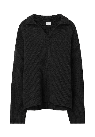 Filippa K Chunky ribbed wool polo Tröjor Herr Svart XL