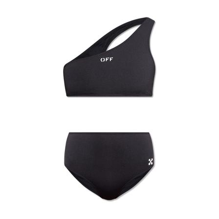 Off White Bikini with logo Sort, Dame