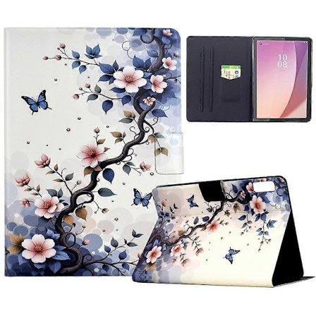 Lenovo Tab M9 TB-310FU -kotelolle jalustalla, kuvioitu, nahkainen tablettikotelo automaattisella herätys/lepotustoiminnolla
