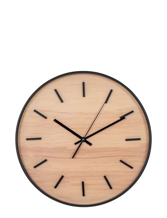 House Nordic Lene - Wall Clock, Black/Natural, Silent Movement Ø35 Cm - Black - 35X35X4.5CM