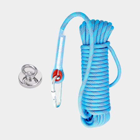 Kit para pesca magnética NOCK Caça ao Tesouro Base, íman de neodímio unilateral (Ø48 mm / capacidade de elevação 100 kg) + trava de rosca, 5 ml + cabo