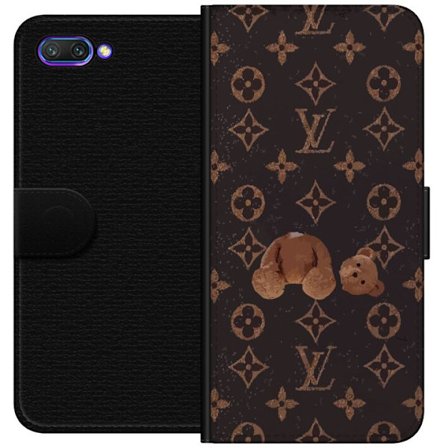 Yhteensopiva Lompakkokotelo Honor Honor 10 Ylellinen monogrammikuvio rikkinäisellä nalletaustalla pimeässä muotiestetiikassa