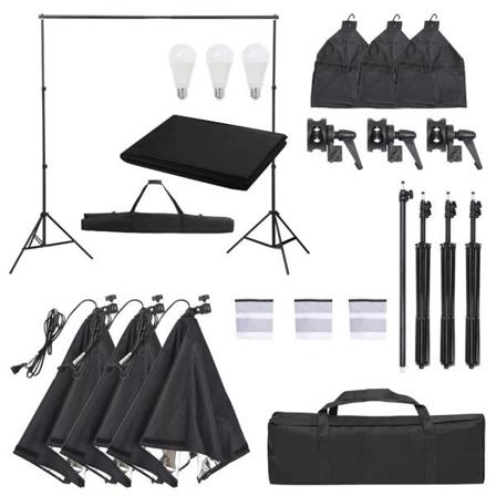 Vidaxl Fotostudio Med Lampor Och Bakgrund Svart