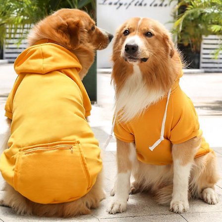 Pet Dog Hoodie med dragkedja ficka Valp Huvtröja Husdjur Kläder Storlek S-5xl(Gul)