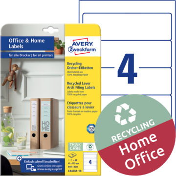 Pärmetiketter Avery 192x61mm Vit Återvunnet papper