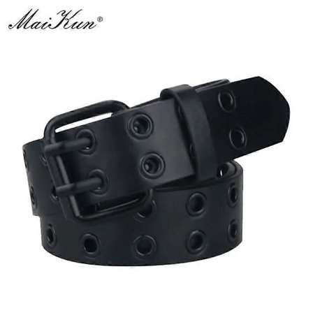 MaiKun Dame Punk Goth Bælter Mærke Læder Dame Grunge Bælte Halloween Dobbelt Spænde Kvinde Bælte til Jeans Streetwear