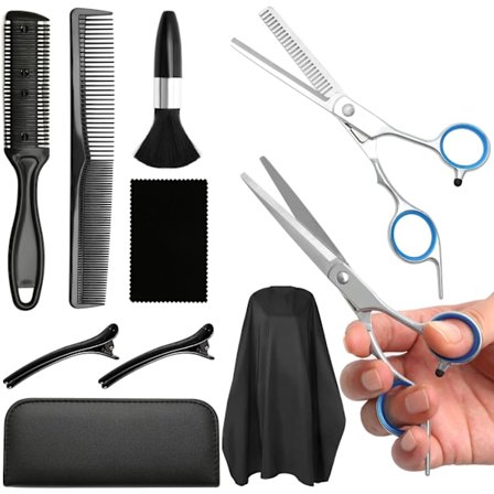 10 i 1 frisørsaks sæt, 2 stk. skarpe frisørsakse 6 tommer med kam og hårklippekappe