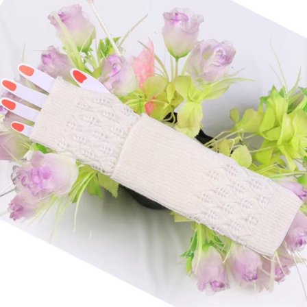 Go Go Gadget - Fingerlösa handskar - Handledsvärmare - Virkad - Lång version - 1 par - 7*20cm - Vit