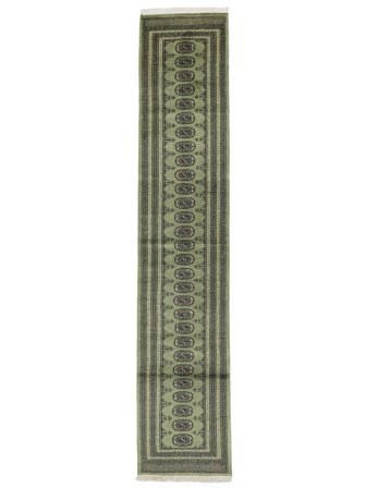 Hand Knotted Pakistan Bokhara 2Ply Rug 78X392 Dark Green/Green