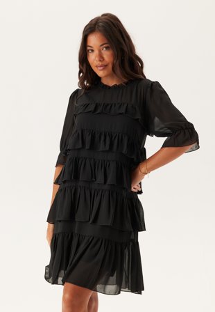 BUBBLEROOM Frill Short Dress Black XL