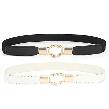 2 deler Mote Elastisk Belte Dame Personlighet Matchende Kjole Kappe Kostyme Belte (Svart+Hvit)